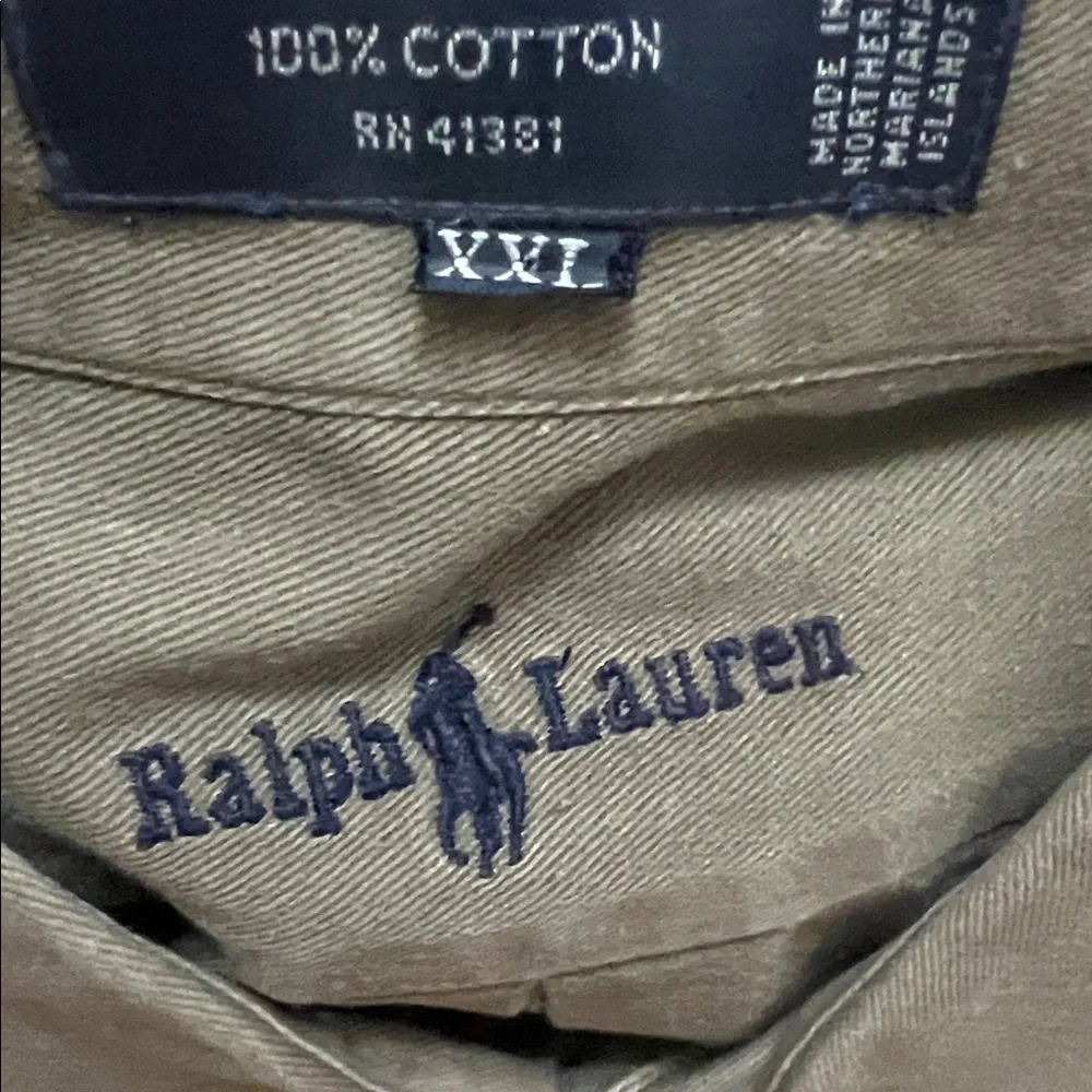 Polo Ralph Lauren Vintage Blaire Khaki Buttons Down Beige Shirt MenSz XXL - Picture 5 of 6